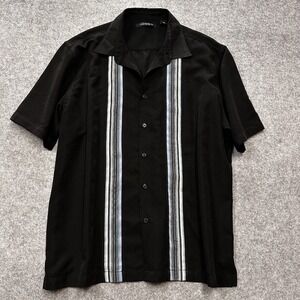 Axist Shirt Mens XXL Short Sleeve Black Grey Stripe Rockabilly Bowling